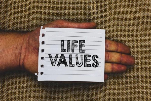 Написание Почерка Жизненные Ценности Концепция Означает Вещи Которые Считаете Важными — стоковое фото