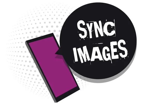 Escritura Mano Texto Sync Images Concepto Significado Hacer Fotos Idénticas — Foto de Stock