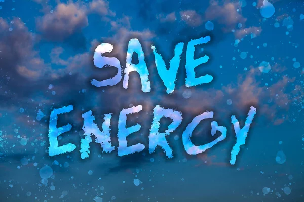 Word Tekst Intoetsen Besparen Energie Businessconcept Voor Het Verminderen Van — Stockfoto