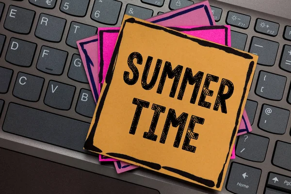 Conceptual Hand Writing Showing Summer Time Business Photo Showcasing Longer — Stock Photo, Image