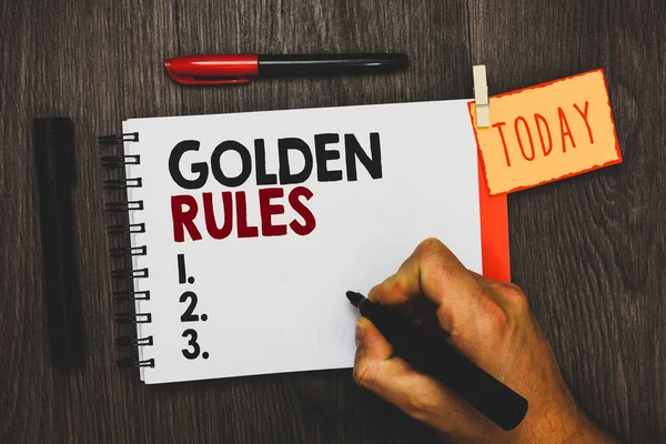 Text Sign Showing Golden Rules Conceptual Photo Basic Principle Should — Stock Photo, Image