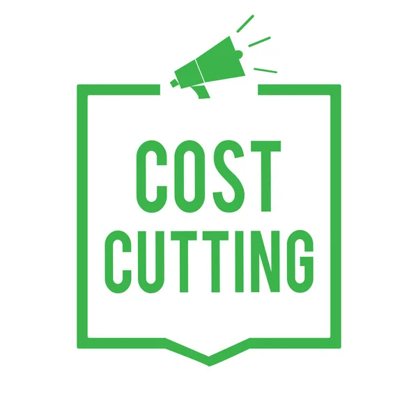 Eine Notiz Die Kostensenkungen Zeigt Geschäftsfoto Mit Maßnahmen Zur Kostenreduzierung — Stockfoto