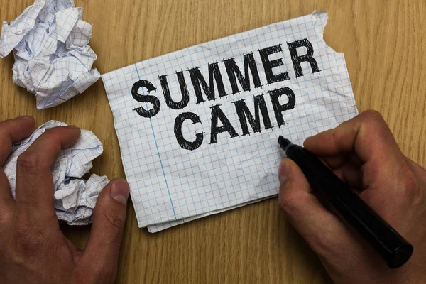 Escrever Bilhete Mostrar Summer Camp Foto Negócios Mostrando Programa Supervisionado — Fotografia de Stock