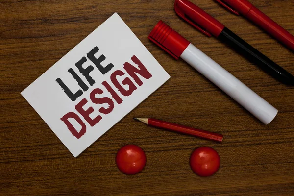 Schrijven Van Notitie Weergegeven Life Design Zakelijke Foto Presentatie Van — Stockfoto