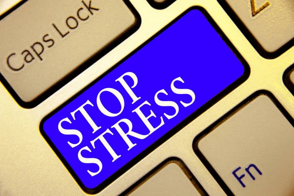 Scrittura Concettuale Mano Che Mostra Stop Stress Business Photo Showcase — Foto Stock