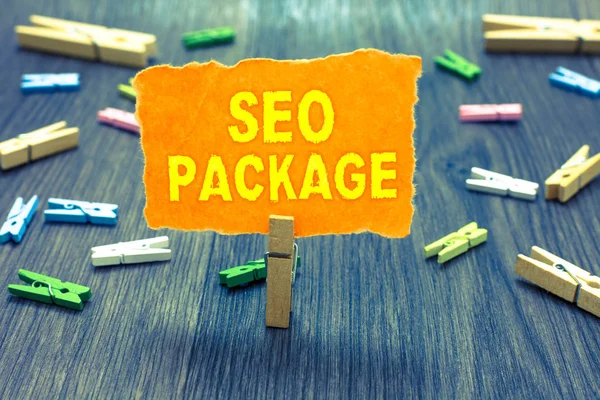 Ecriture Conceptuelle Montrant Seo Package Business Photo Texte Pratique Optimisation — Photo