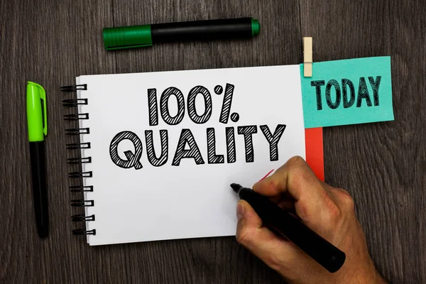 Escrita Mão Conceitual Mostrando 100 Qualidade Foto Negócios Mostrando Puro — Fotografia de Stock