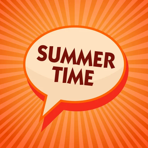 夏の時間のテキストの書き込みを単語します 長い日光熱帯季節ビーチ活動休暇オレンジ音声バブル メッセージ アラーム光線影の重要な意図のビジネス コンセプト — ストック写真