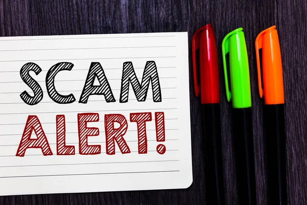 Texte Écriture Mots Scam Alert Concept Entreprise Pour Avertir Quelqu — Photo