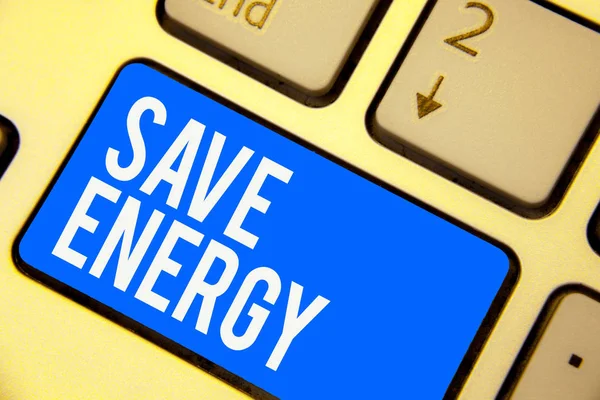 Sinal Texto Mostrando Salvar Energia Foto Conceitual Diminuindo Quantidade Energia — Fotografia de Stock