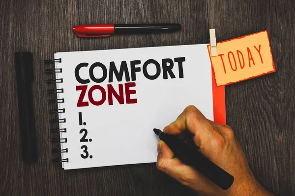 Señal Texto Que Muestra Comfort Zone Foto Conceptual Una Situación — Foto de Stock
