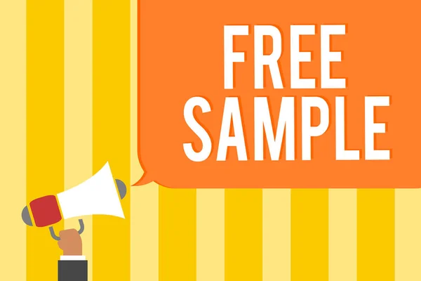 Text Sign Showing Free Sample Conceptual Photo Portion Products Given — Stock Photo, Image