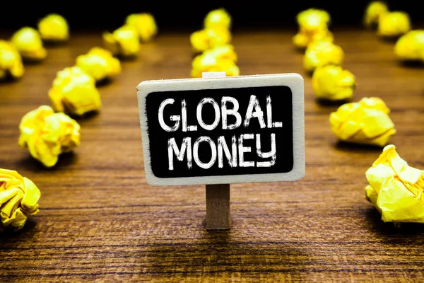Yazısı Metin Küresel Para Kavram Anlam Uluslararası Finans Dünya Para — Stok fotoğraf