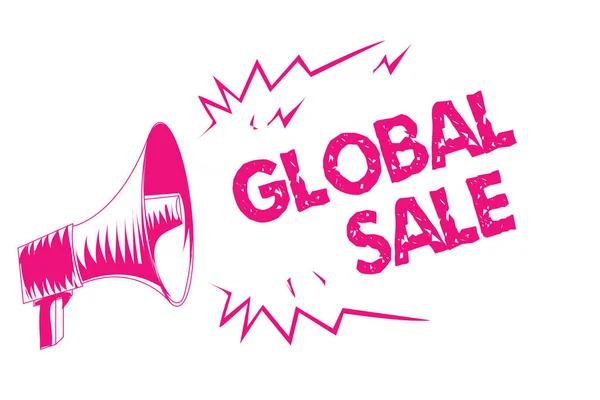 Conceptual hand writing showing Global Sale. Business photo text managers operations for companies do business internationally Pink megaphone loudspeaker important message screaming speaking