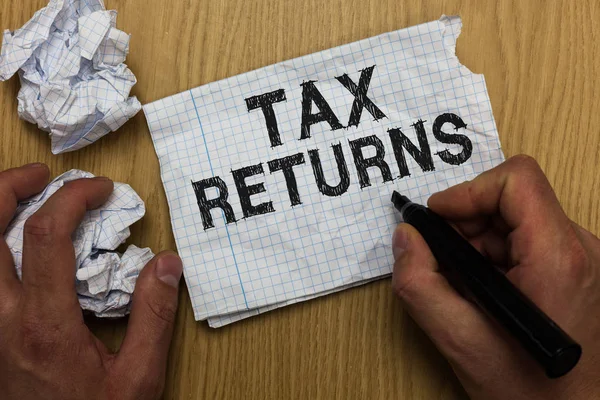Writing Note Showing Tax Returns Business Photo Showcasing Tax Payer — Stock Photo, Image