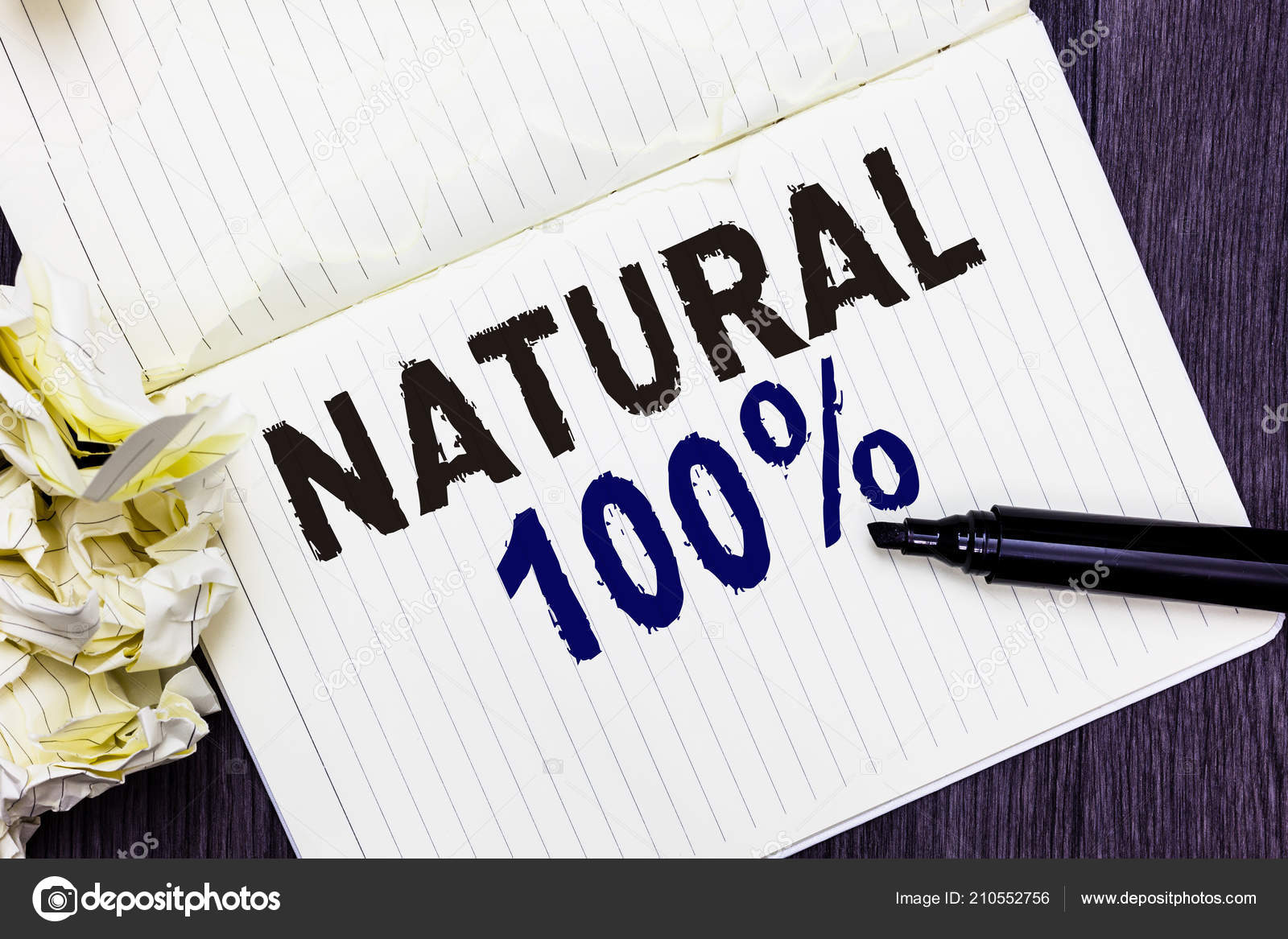 Концептуальный Почерк С Изображением Natural 100. Текст Деловой.