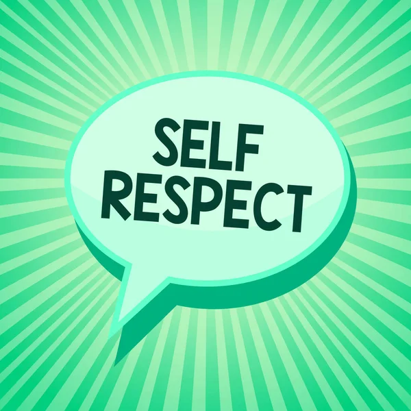 Handwriting text Self Respect. Concept meaning Pride and confidence in oneself Stand up for yourself Green speech bubble message reminder rays shadow important intention saying.