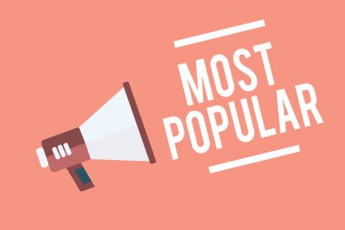 En popüler gösterilen metin işareti. Kavramsal fotoğraf Liked takip Enjoyed yüksek sesle konuşan bir iletide toplum megafon hoparlör pembe arka plan önemli insanların çoğunluğu tarafından.