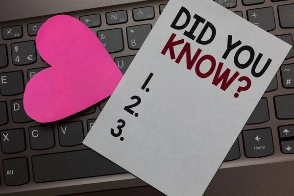 El yazısı metin soru biliyor musunuz. Eğlenceli Gerçekler ve rakamlar bilgiler genel bilgi Kağıt Romantik güzel mesaj kalp klavye türü bilgisayar iyi duyguları anlam kavramı.