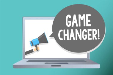 Oyunu Changer yazma el yazısı metin. Spor veri hakem Gamestreams yaşadığım puanları takım yöneticileri megafon hoparlör konuşma balonu mesajı yüksek sesle konuşan tutan adam anlam kavramı.