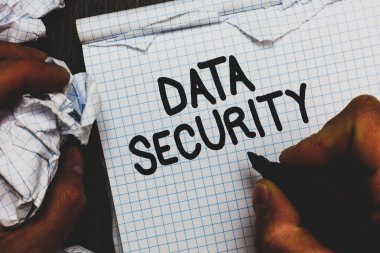 El yazısı metin veri güvenliği. Kopyalanan sayfaları hatalar yaptım kağıtları gizlilik Disk şifreleme yedekleme parola koruma marker defter tutan adam anlam kavramı buruşuk.