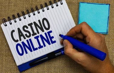 Word metin Casino Online yazma. İş kavramı bilgisayar Poker oyunu kumar Royal bahis Loto yüksek bahisli marker defter sayfa hatırlatma tutan adam için iletişim fikirleri Jüt arka plan.