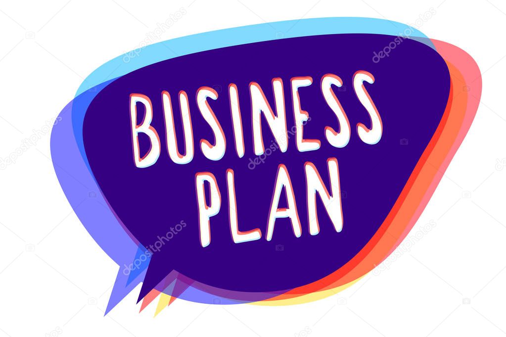Conceptual hand writing showing Business Plan. Business photo text Structural Strategy Goals and Objectives Financial Projections Speech bubble idea message reminder shadows important intention.