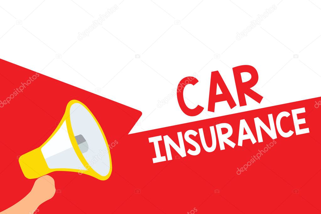 Word writing text Car Insurance. Business concept for Accidents coverage Comprehensive Policy Motor Vehicle Guaranty Megaphone loudspeaker speech bubbles important message speaking out loud.