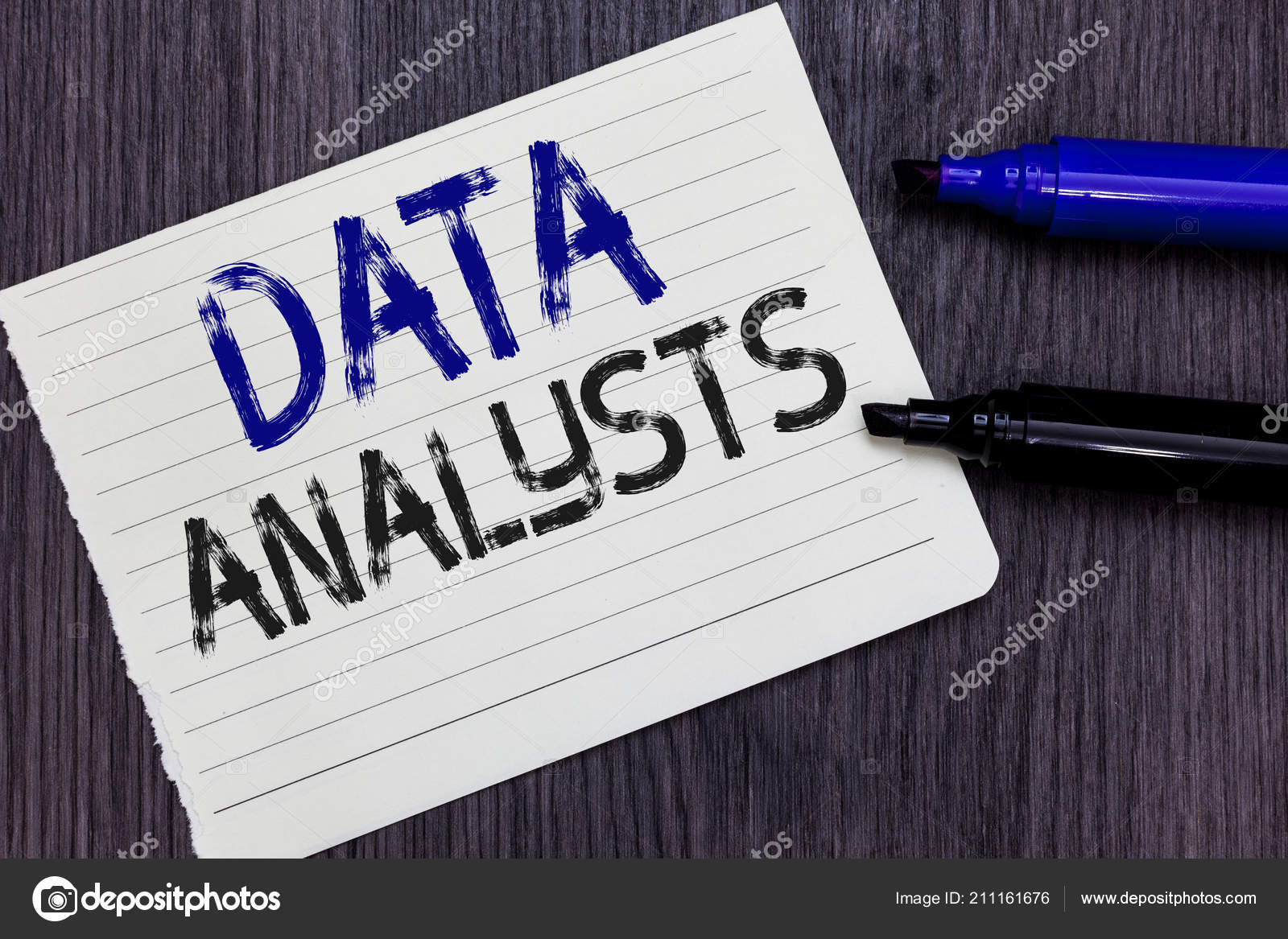 Writing note showing Data Analysts. Business photo