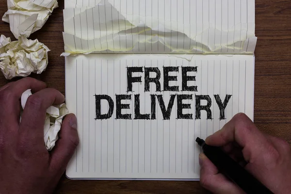 Ücretsiz teslimat gösterilen Not yazma. Nakliye paket Kargo Kurye dağıtım merkezi kırılgan marker defter tutan adam vitrine iş fotoğraf kağıtları kopyalanan sayfaları hatalar yaptım buruşuk.