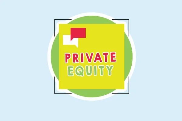 Texte d'écriture Word Private Equity. Concept d'entreprise pour un capital qui n'est pas coté en bourse Investissements — Photo