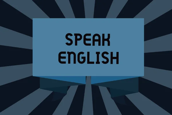 Textskylt som visar Tala Engelska. Konceptuell bild Studera ett annat främmande språk online Verbal kurser — Stockfoto