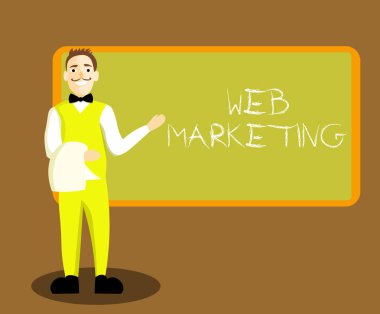 Web pazarlamasını gösteren kavramsal el yazısı. İnternet üzerinden Elektronik Ticaretin Reklamını gösteren iş fotoğrafı İnternet Satıcısı