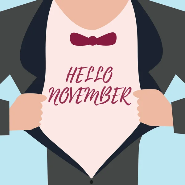 Word writing text Hello November. Business concept for Welcome the eleventh month of the year Month before December — Stock Photo, Image
