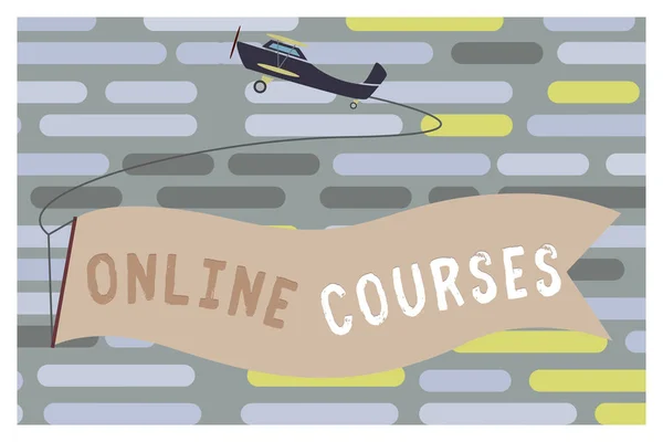 Signo de texto que muestra cursos en línea. Foto conceptual Revolucionando la educación formal Aprender a través de internet — Foto de Stock