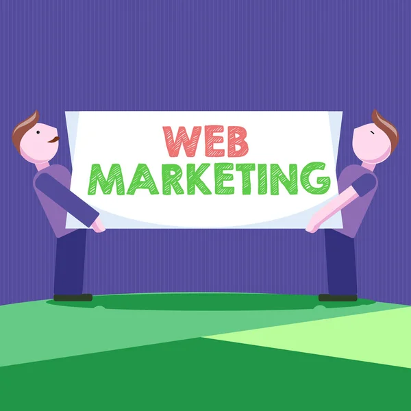 Conceptual hand writing showing Web Marketing. Business photo showcasing Electronic commerce Advertising through internet Online seller — Stock Photo, Image