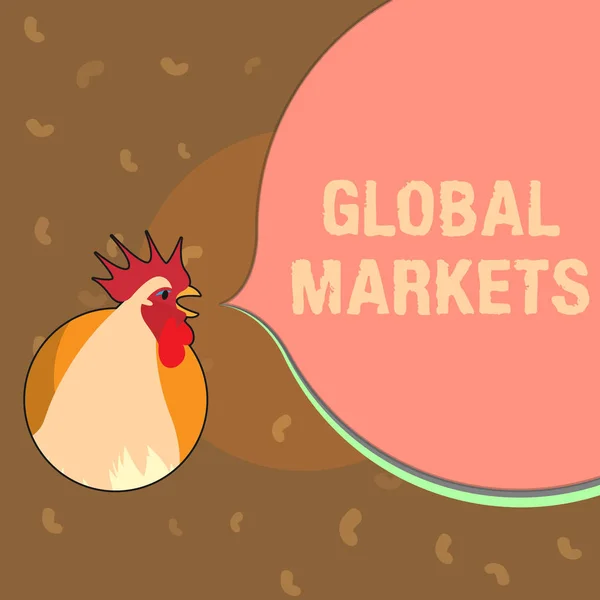 Escritura manual conceptual que muestra los mercados globales. Fotografía comercial Comercio de bienes y servicios en todos los países del mundo —  Fotos de Stock