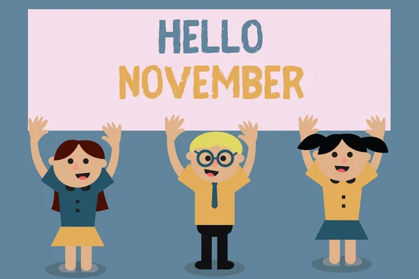 Señal de texto que muestra Hola Noviembre. Foto conceptual Bienvenido el undécimo mes del año Mes antes de diciembre — Foto de Stock