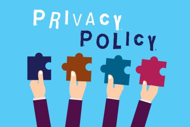 Gizlilik Politikasını gösteren metin işareti. Bir organizasyonun müşterileri nasıl idare ettiğini açıklayan kavramsal fotoğraf belgesi