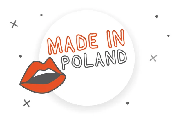 Nota di scrittura che mostra Made In Poland. Business photo showcase Un prodotto o qualcosa che viene prodotto in Polonia — Foto Stock