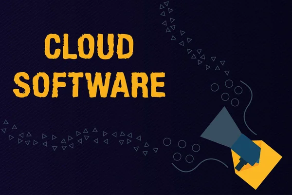 Signo de texto que muestra Cloud Software. Foto conceptual Programas utilizados en el almacenamiento Acceso a los datos a través de Internet — Foto de Stock