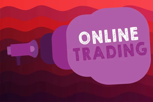 Εννοιολογική γραφή χέρι δείχνει Online Trading. Business photo showcasing Αγορά και πώληση περιουσιακών στοιχείων μέσω μιας διαδικτυακής πλατφόρμας μεσιτείας — Φωτογραφία Αρχείου