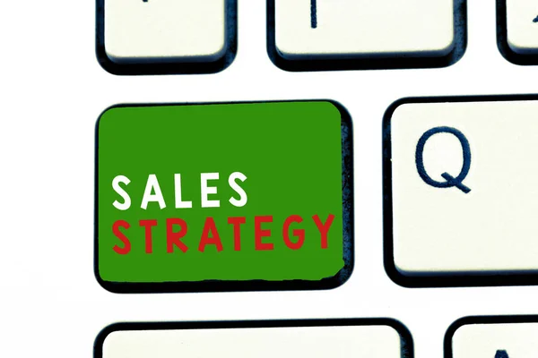 Κείμενο που δείχνει τη στρατηγική πωλήσεων. Εννοιολογική φωτογραφία Σχέδιο για την επίτευξη και την πώληση στην αγορά-στόχο σας Μάρκετινγκ — Φωτογραφία Αρχείου