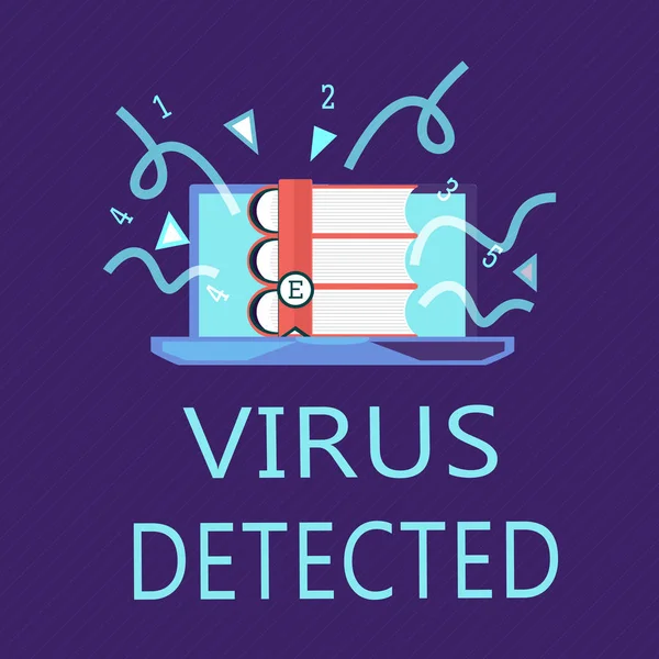Skrivanteckning som visar påvisat virus. Business photo showcasing Ett datorprogram som används för att förhindra och ta bort skadlig kod — Stockfoto