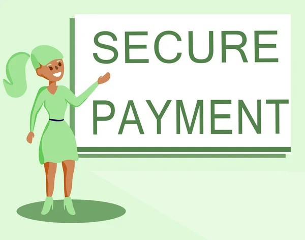 Textzeichen, das Secure Payment zeigt. Konzeptfoto Zahlungssicherheit bezieht sich auf die Gewährleistung der Bezahlung auch im Streitfall — Stockfoto