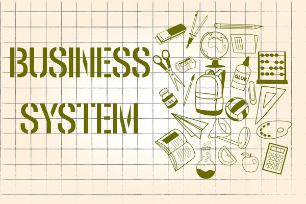 Tekst pisania słów Business System. Koncepcja biznesowa metody analizy informacji o organizacjach — Zdjęcie stockowe