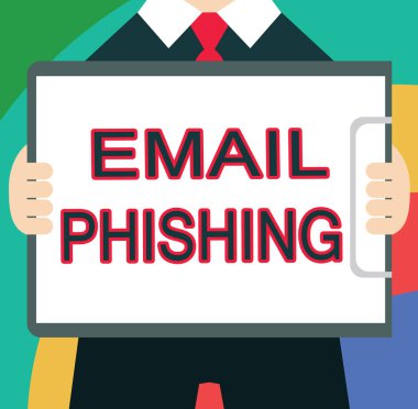 Email Phishing 'i gösteren metin işareti. Kötü amaçlı yazılım dağıtan web sitelerine bağlanabilecek kavramsal fotoğraf e- postaları