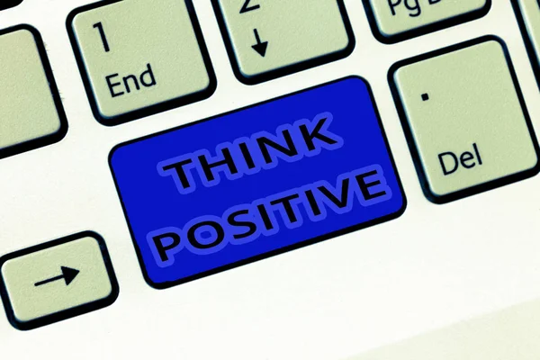 Texte manuscrit Think Positive. Signification du concept La tendance à adopter une attitude positive ou optimiste — Photo