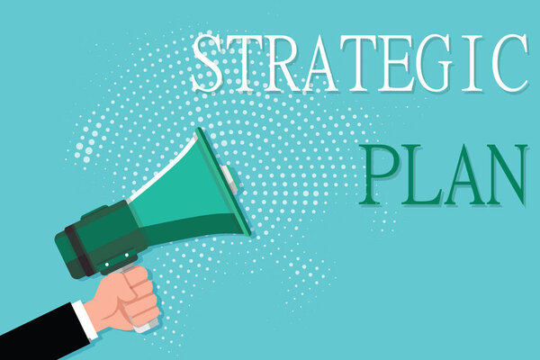 Conceptual hand writing showing Strategic Plan. Business photo showcasing A process of defining strategy and making decisions