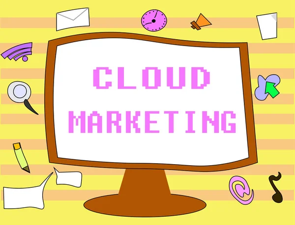Textskylt med Cloud Marketing. Konceptuell bild Processen för en organisation att marknadsföra sina tjänster — Stockfoto